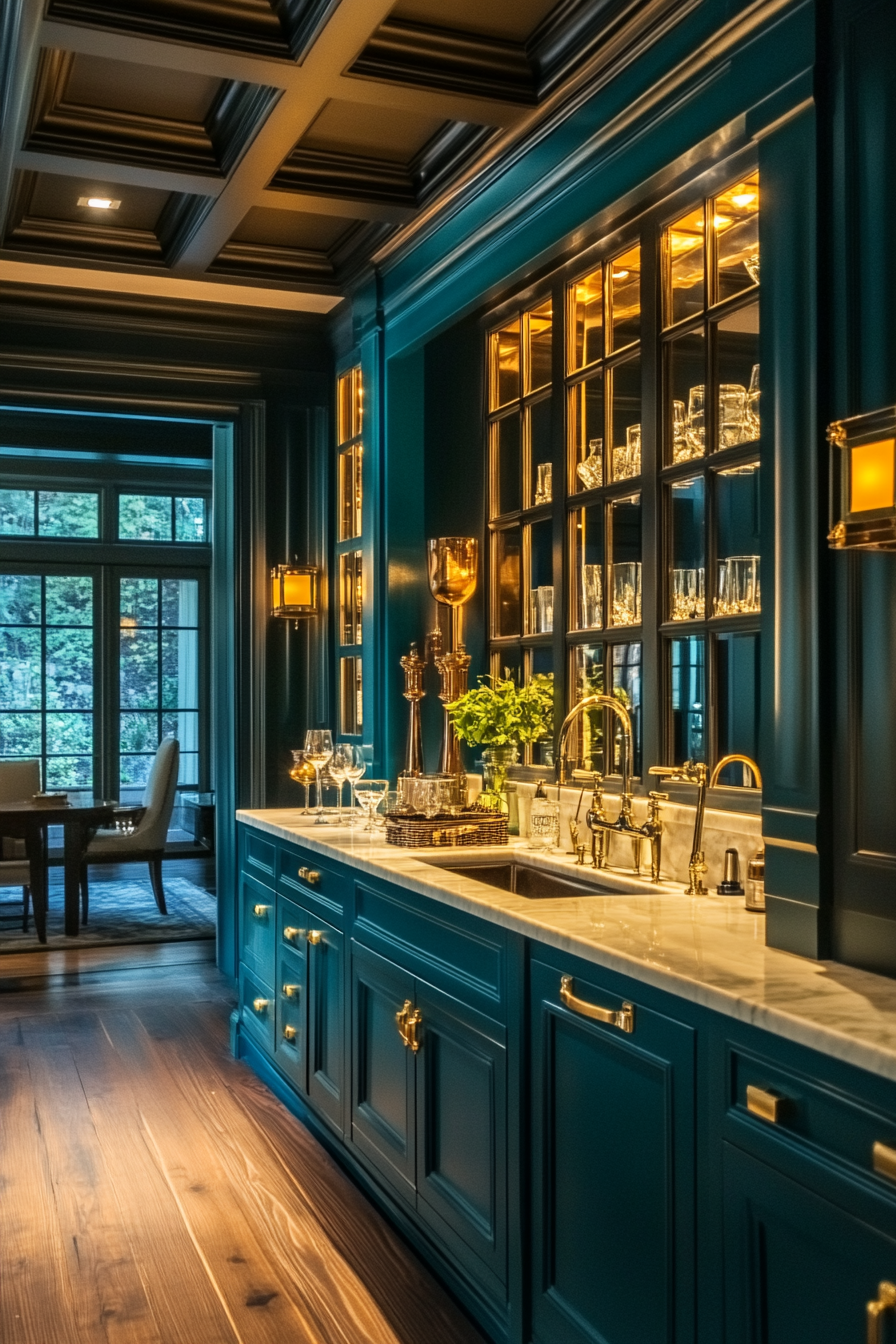7. Deep Teal Delight (Dark Kitchen Cabinet Ideas) - Dark Kitchen Cabinet Ideas