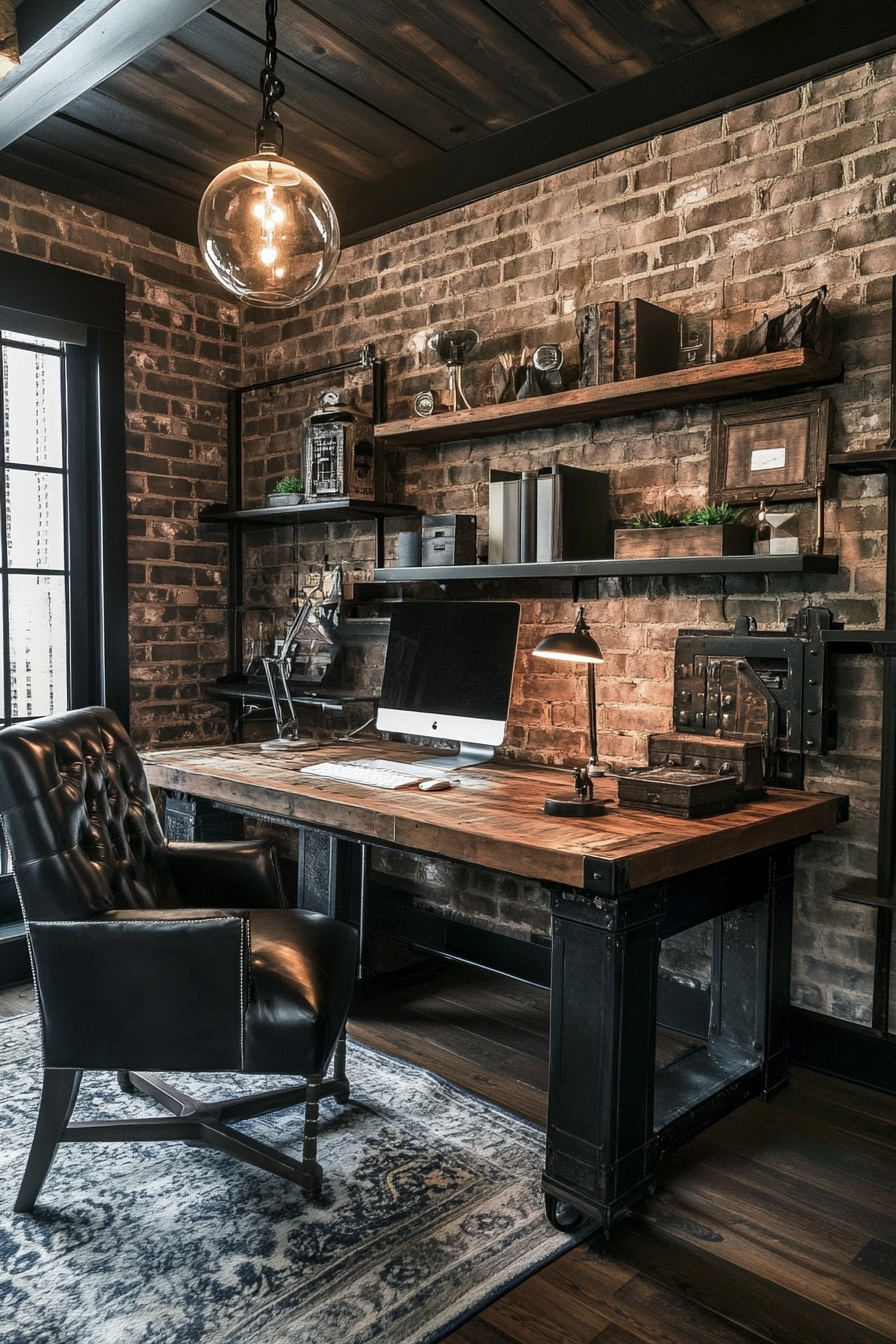 1. Industrial Loft Office (Masculine Home Office Ideas) - Masculine Home Office Ideas