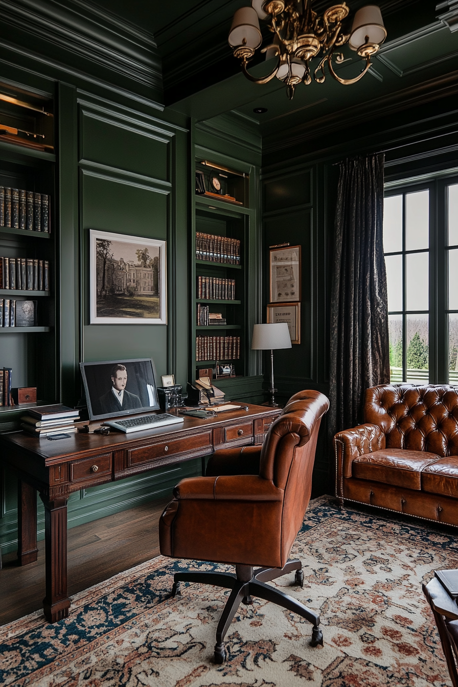 2. Classic Gentleman’s Study (Masculine Home Office Ideas) - Masculine Home Office Ideas