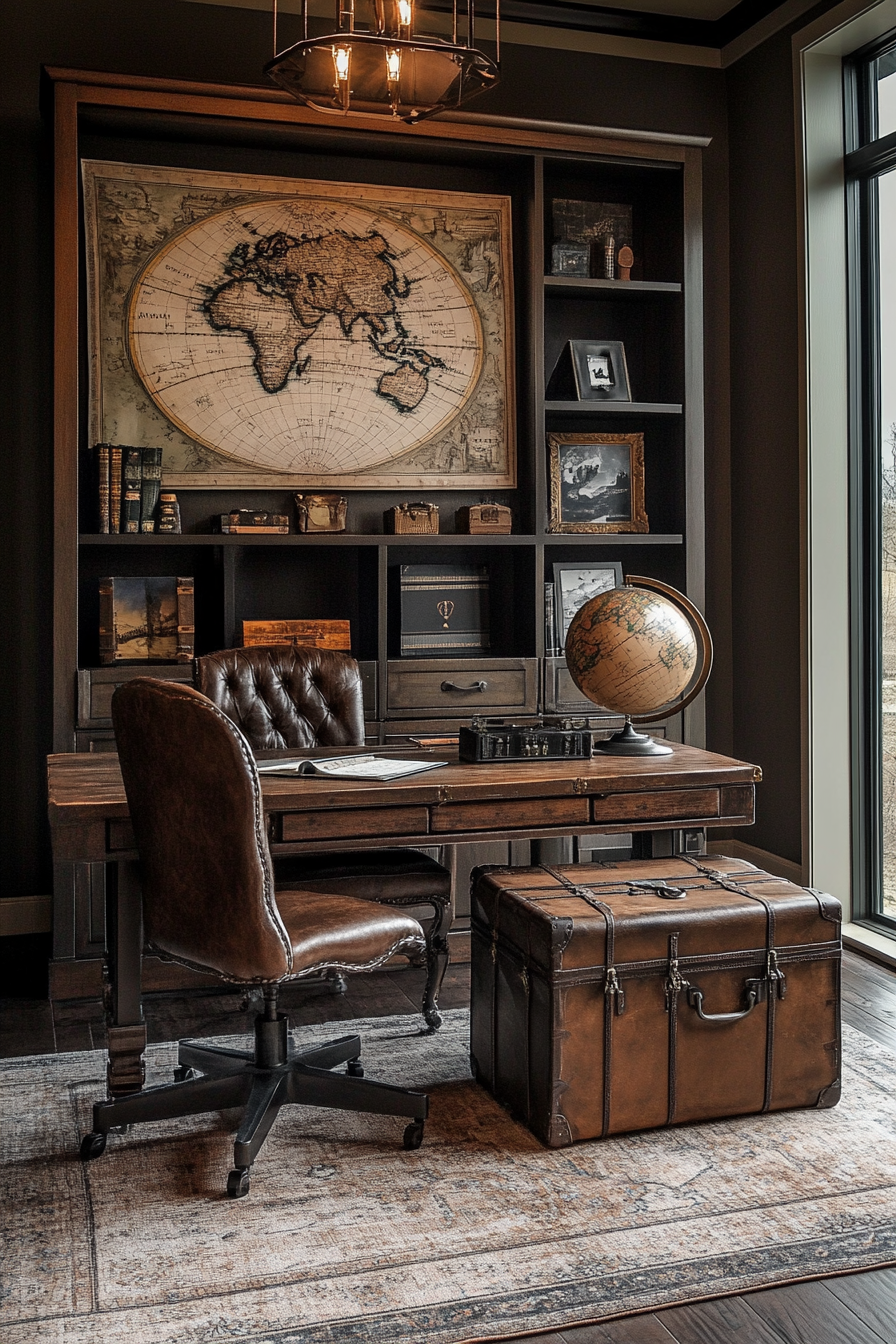 9. Vintage Explorer (Masculine Home Office Ideas) - Masculine Home Office Ideas