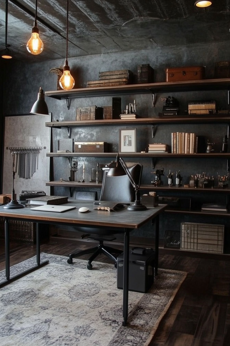 10. Modern Industrial (Masculine Home Office Ideas) - Masculine Home Office Ideas