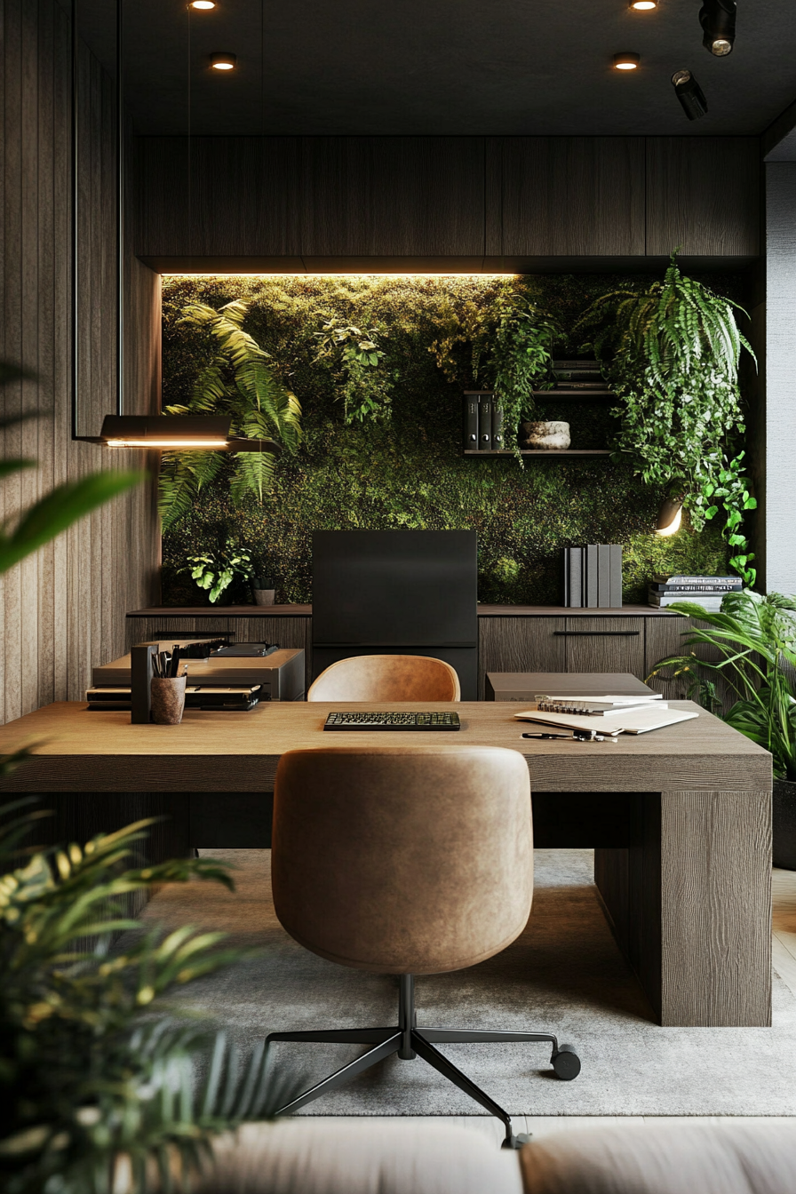 16. Nature-Inspired Workspace (Masculine Home Office Ideas) - Masculine Home Office Ideas