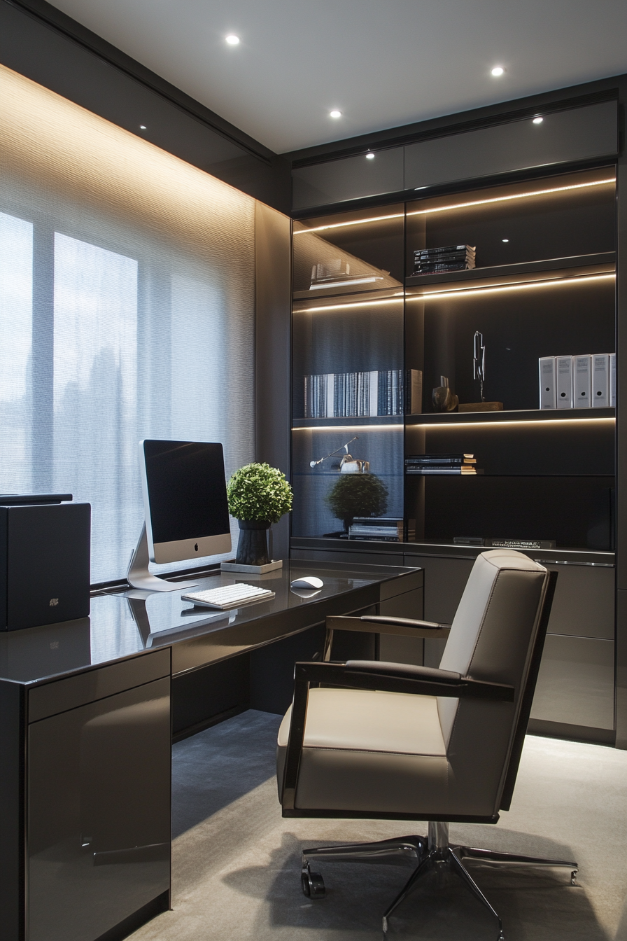 26. High-Tech Minimalism (Masculine Home Office Ideas) - Masculine Home Office Ideas