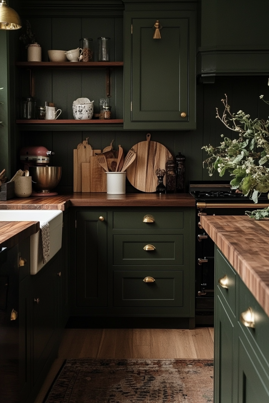 13. Deep Olive Warmth (Dark Cabinets Kitchen Ideas) - Dark Cabinets Kitchen Ideas