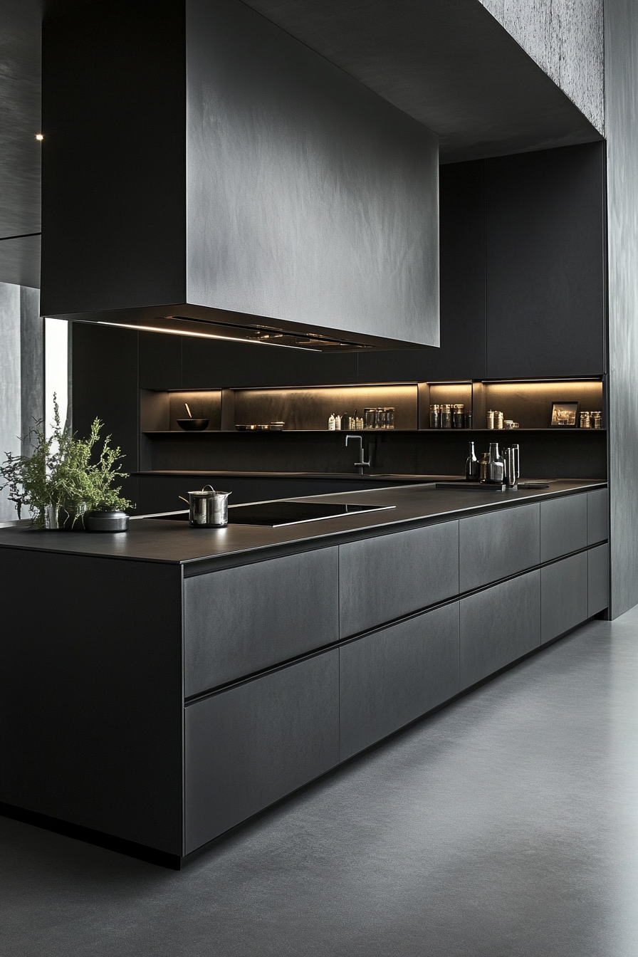 20. Gunmetal Modern (Dark Cabinets Kitchen Ideas) - Dark Cabinets Kitchen Ideas