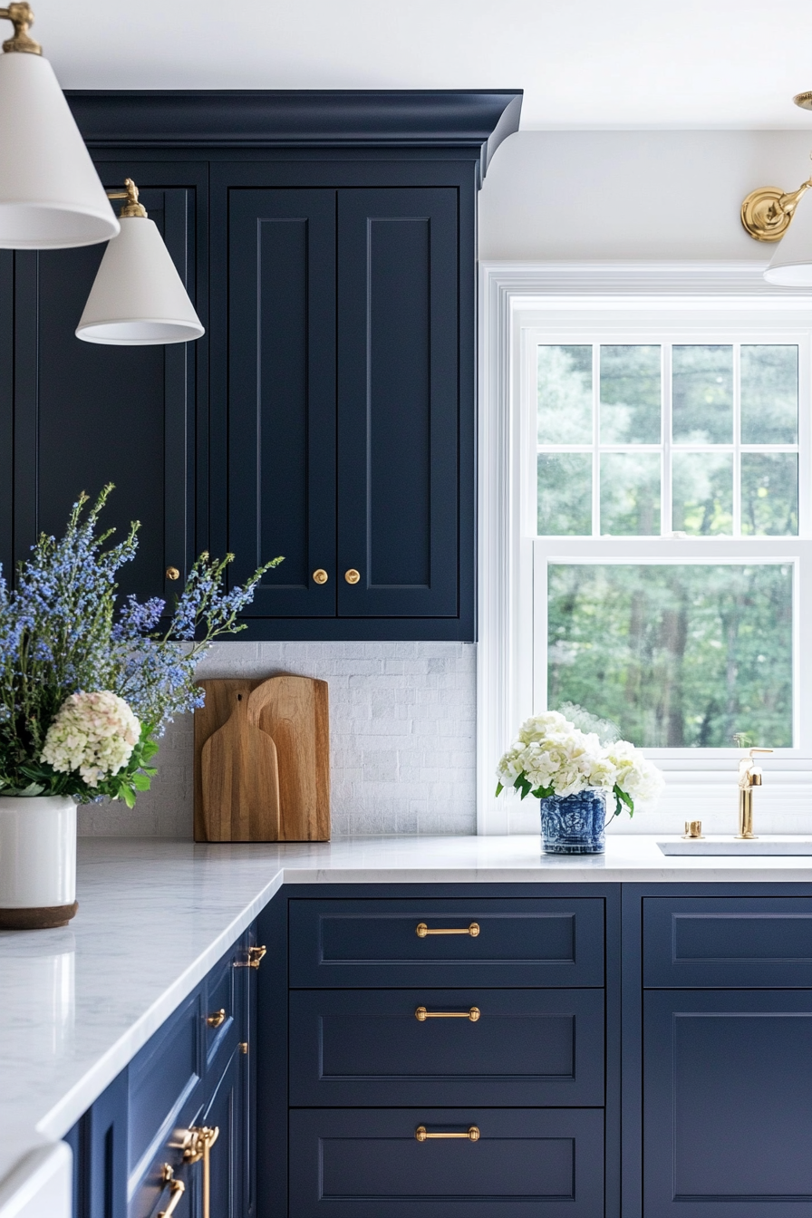 21. Indigo Accent (Dark Cabinets Kitchen Ideas) - Dark Cabinets Kitchen Ideas