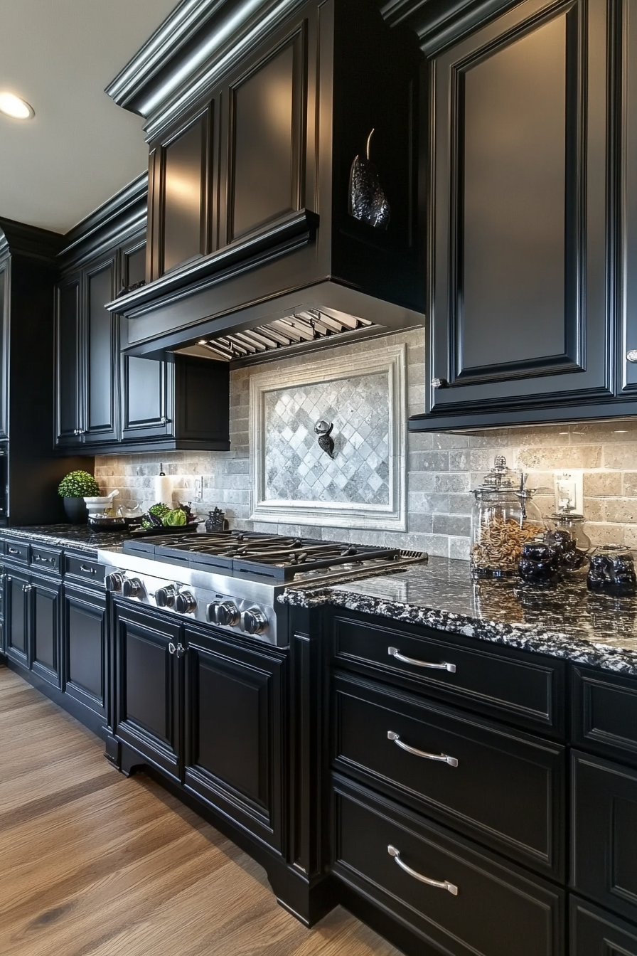 22. Obsidian Traditional (Dark Cabinets Kitchen Ideas) - Dark Cabinets Kitchen Ideas