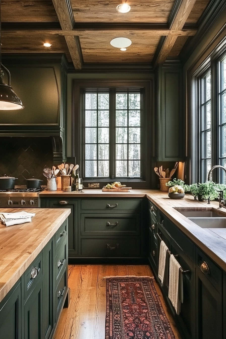 23. Moss Green Cottage (Dark Cabinets Kitchen Ideas) - Dark Cabinets Kitchen Ideas