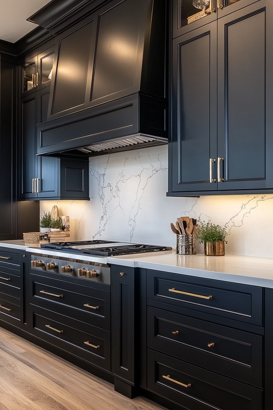 1. Classic Matte Elegance (Black Cabinets Kitchen Ideas) - Black Cabinets Kitchen Ideas