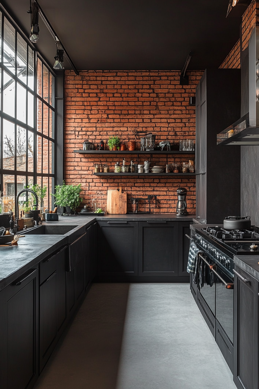 4. Industrial Charcoal (Black Cabinets Kitchen Ideas) - Black Cabinets Kitchen Ideas