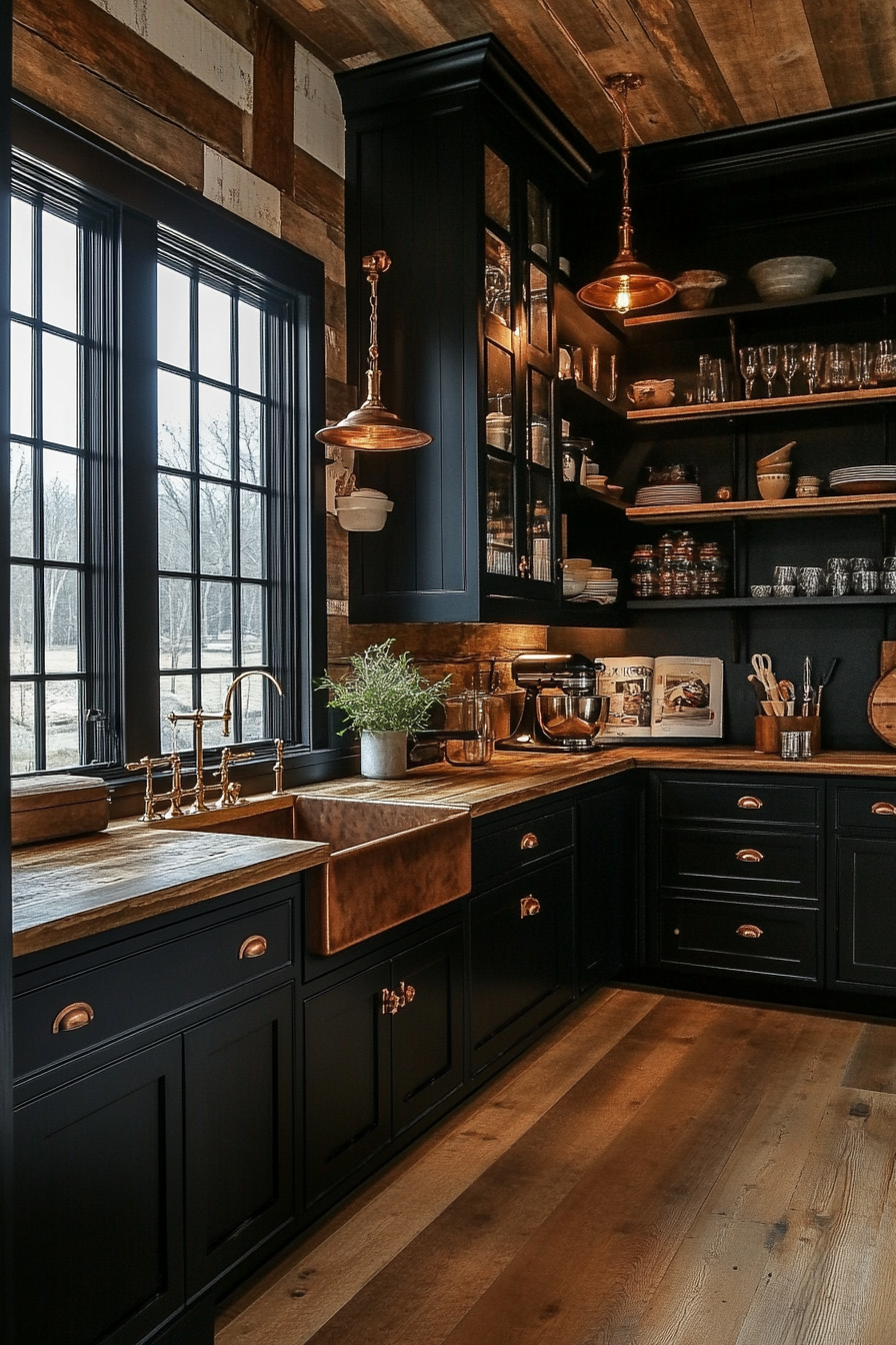 6. Rustic Onyx (Black Cabinets Kitchen Ideas) - Black Cabinets Kitchen Ideas