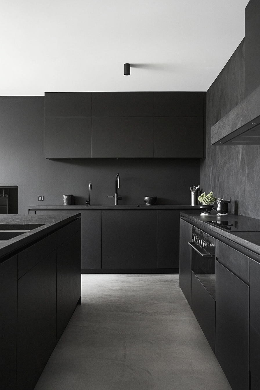 8. Minimalist Graphite (Black Cabinets Kitchen Ideas) - Black Cabinets Kitchen Ideas