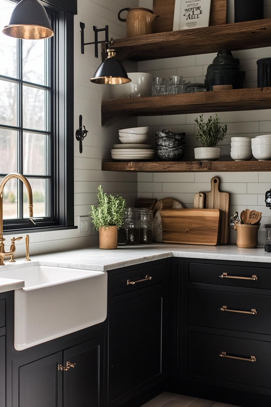 10. Farmhouse Jet (Black Cabinets Kitchen Ideas) - Black Cabinets Kitchen Ideas