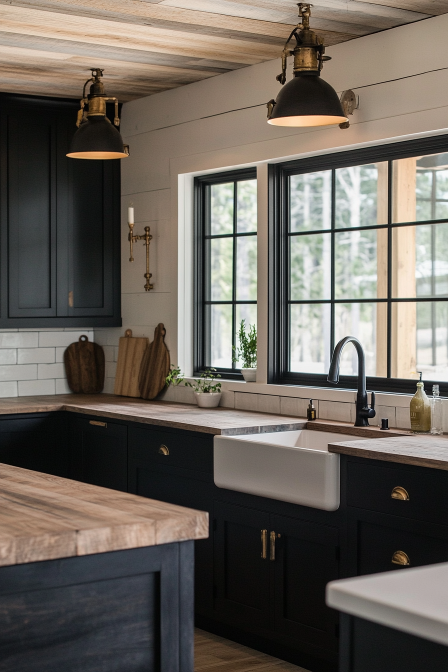 16. Modern Rustic Coal (Black Cabinets Kitchen Ideas) - Black Cabinets Kitchen Ideas