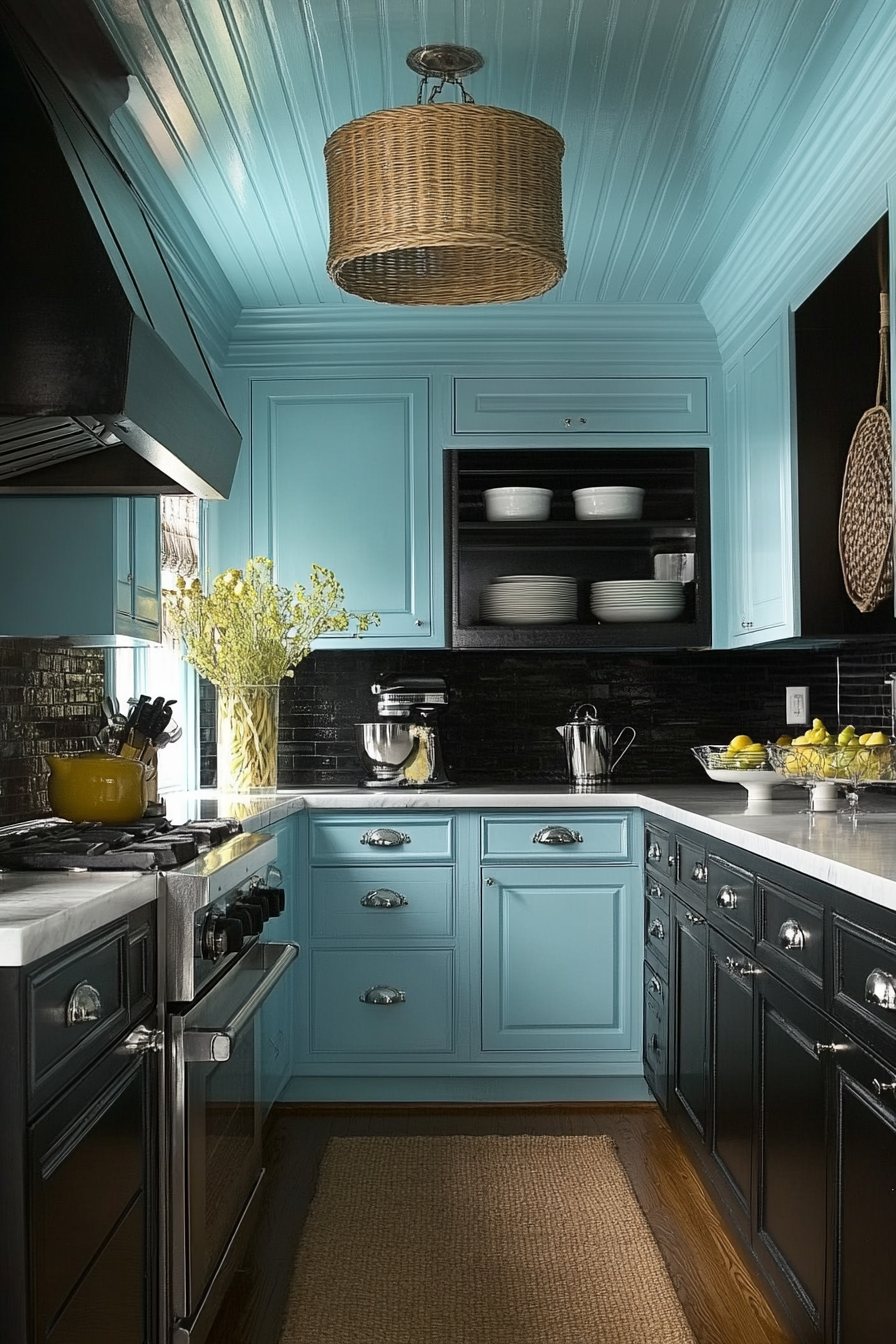 19. Coastal Charcoal Shaker (Black Cabinets Kitchen Ideas) - Black Cabinets Kitchen Ideas
