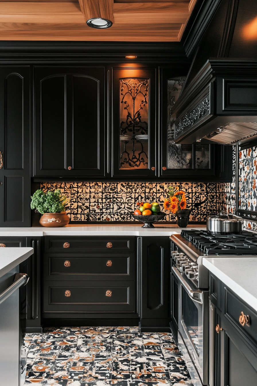 20. Vintage Noir (Black Cabinets Kitchen Ideas) - Black Cabinets Kitchen Ideas