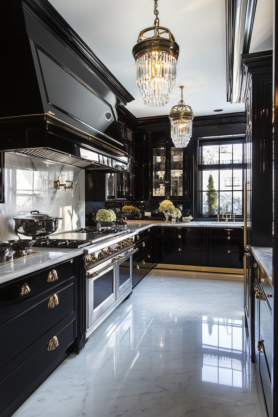 23. Glamorous Jet-Black (Black Cabinets Kitchen Ideas) - Black Cabinets Kitchen Ideas