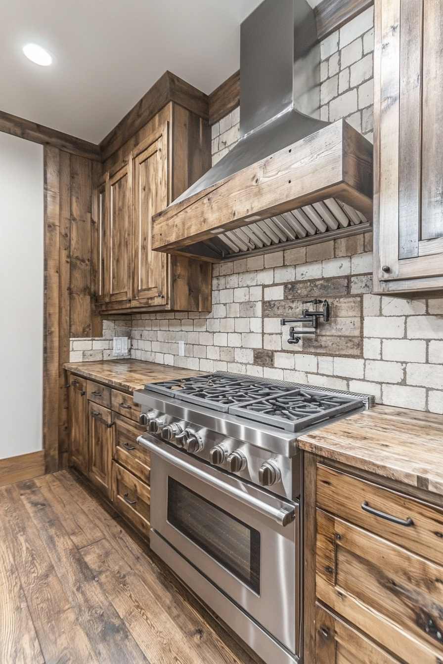 2. Rustic Barnwood Charm (Brown Kitchen Cabinets Ideas) - Brown Kitchen Cabinets Ideas