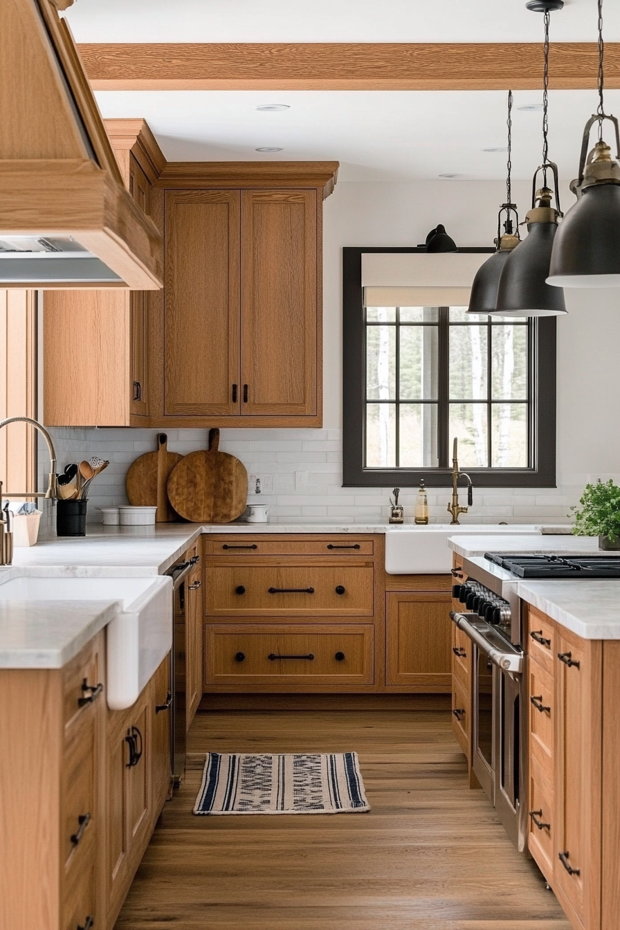 10. Cinnamon Farmhouse Feel (Brown Kitchen Cabinets Ideas) - Brown Kitchen Cabinets Ideas