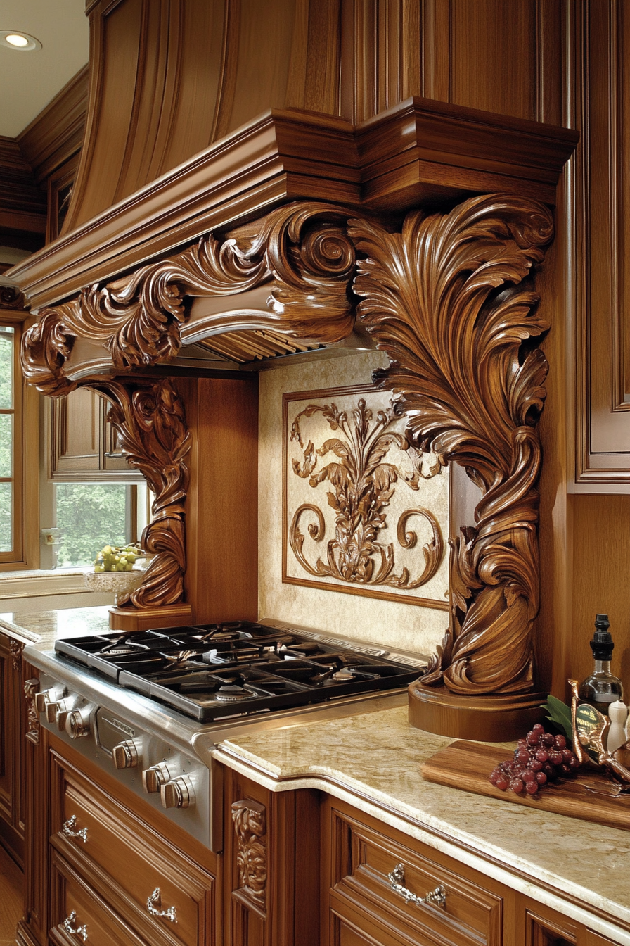 12. Amber Traditional Elegance (Brown Kitchen Cabinets Ideas) - Brown Kitchen Cabinets Ideas