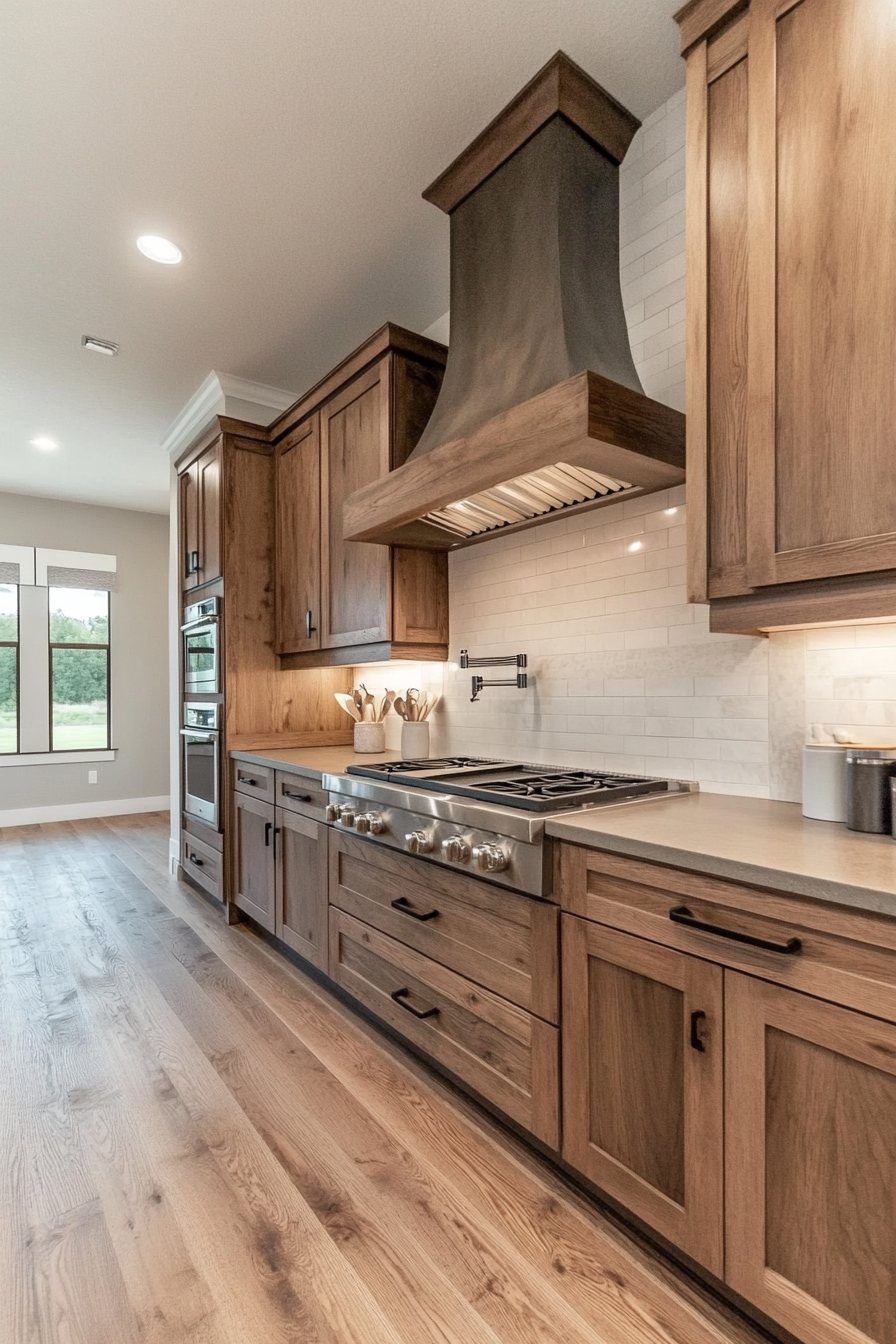 13. Saddle Brown Contemporary (Brown Kitchen Cabinets Ideas) - Brown Kitchen Cabinets Ideas