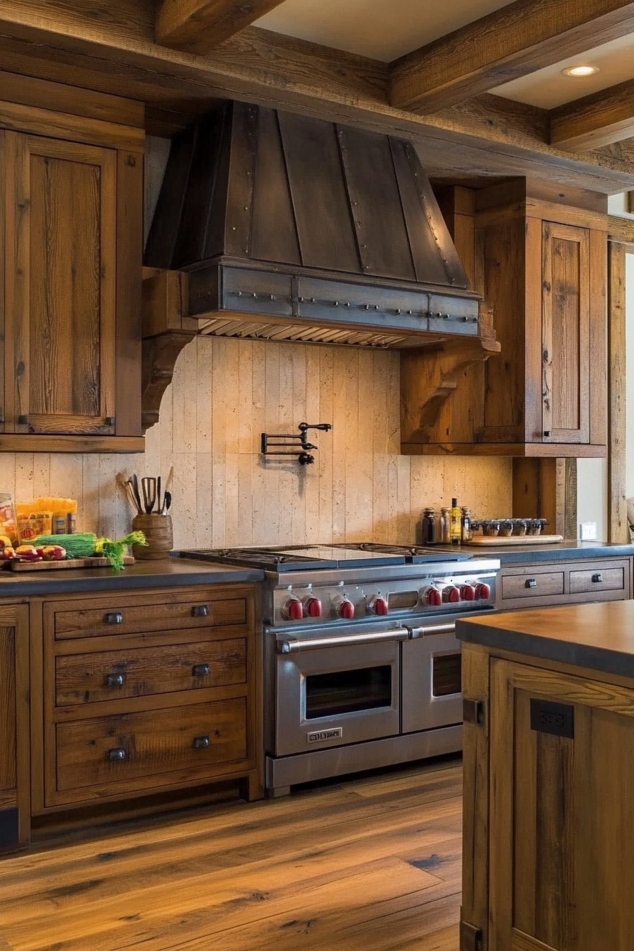 16. Pecan Transitional Style (Brown Kitchen Cabinets Ideas) - Brown Kitchen Cabinets Ideas