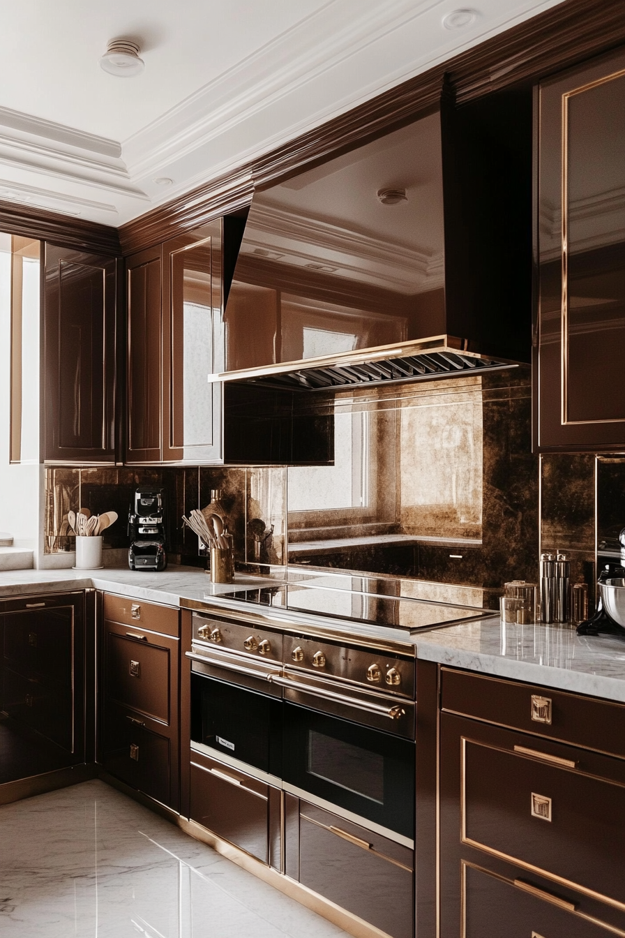 19. Sable Art Deco Revival (Brown Kitchen Cabinets Ideas) - Brown Kitchen Cabinets Ideas