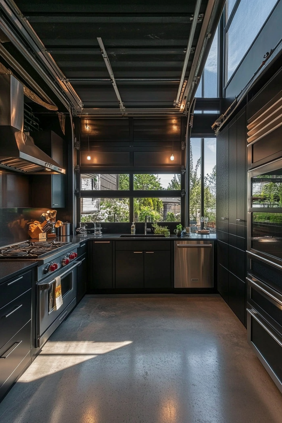 5. Sleek Urban Kitchen (Garage Kitchen Ideas) - Garage Kitchen Ideas
