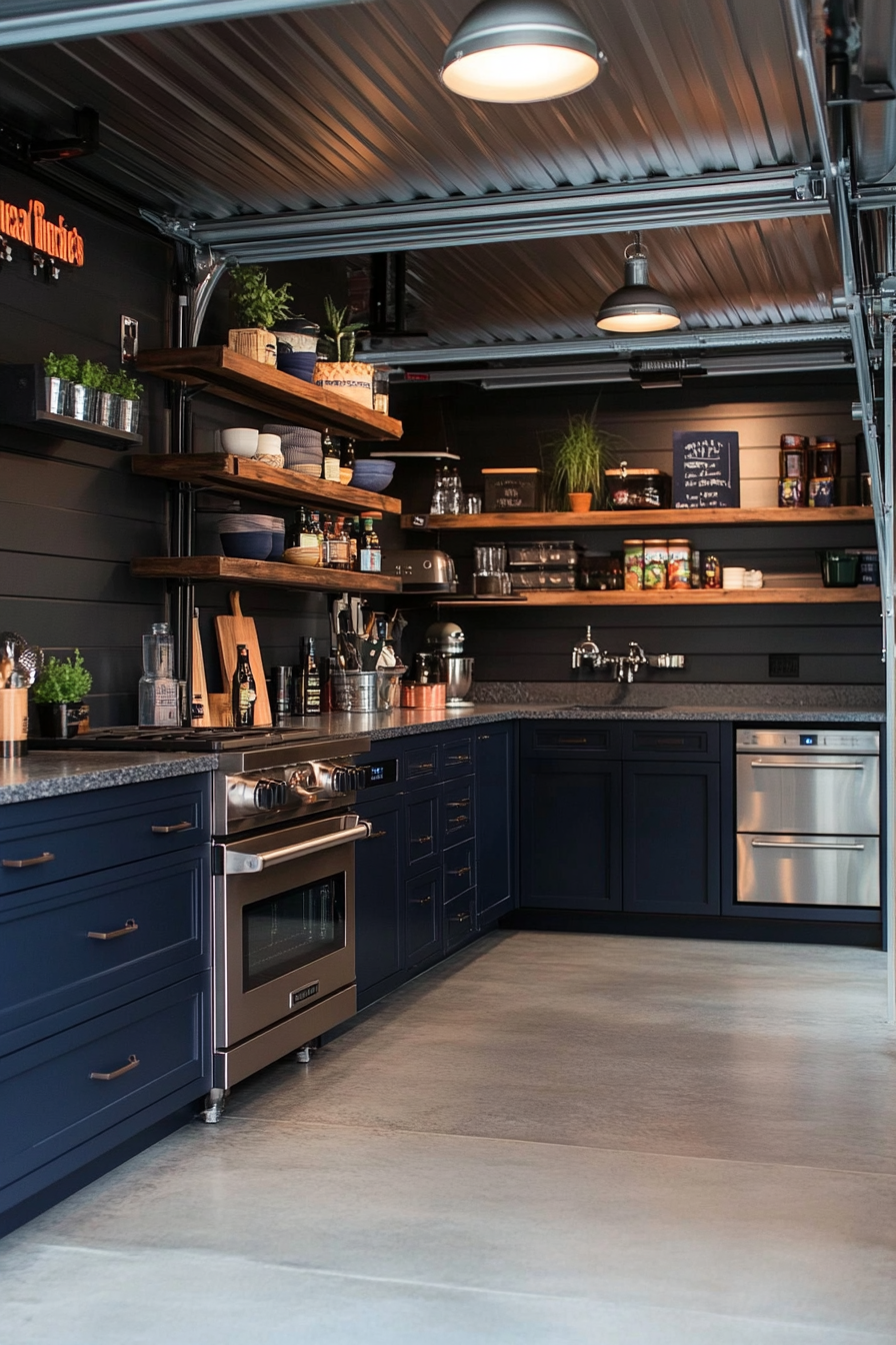 21. Bold Industrial Style (Garage Kitchen Ideas) - Garage Kitchen Ideas