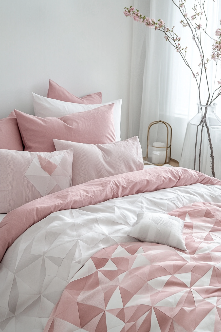 2. Modern Minimalist Romance (Pink And White Bedroom Ideas) - Pink And White Bedroom Ideas
