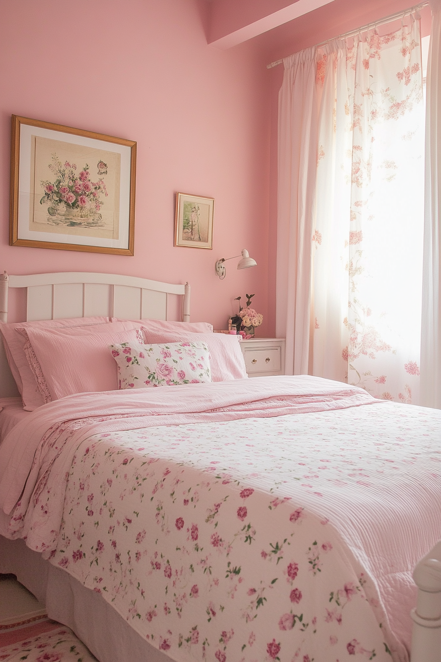 3. Vintage Chic Pink Retreat (Pink And White Bedroom Ideas) - Pink And White Bedroom Ideas