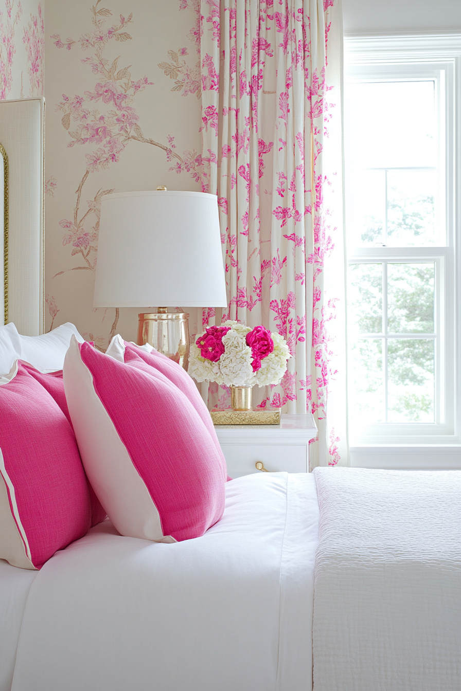 5. Bold Fuchsia Glamour (Pink And White Bedroom Ideas) - Pink And White Bedroom Ideas