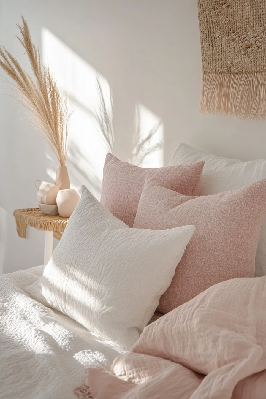 7. Scandinavian Softness (Pink And White Bedroom Ideas) - Pink And White Bedroom Ideas