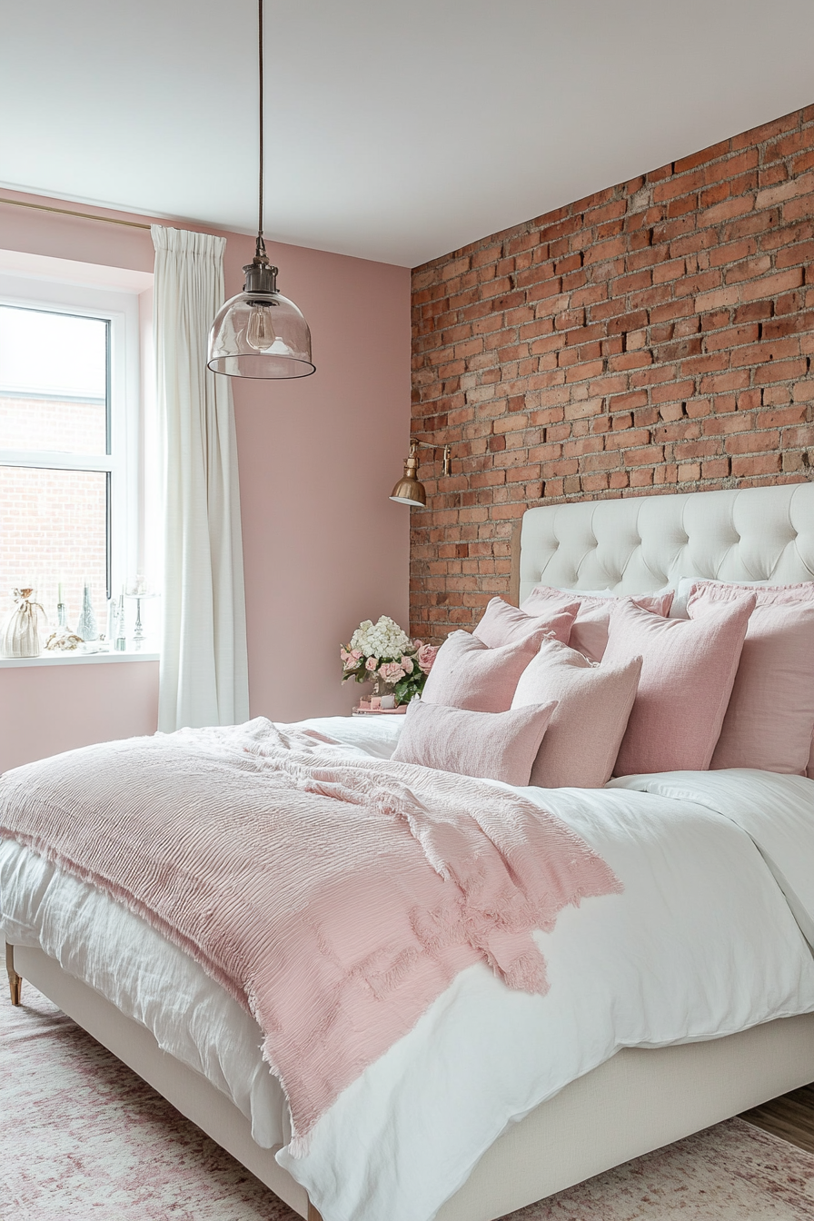 11. Industrial Chic with a Pink Twist (Pink And White Bedroom Ideas) - Pink And White Bedroom Ideas