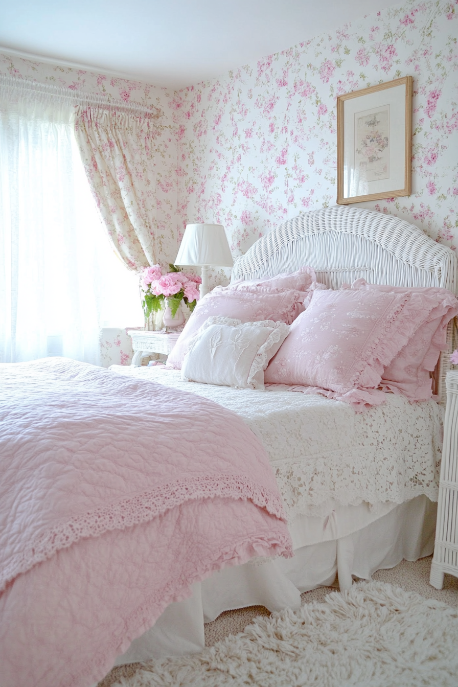 14. Romantic Cottage Comfort (Pink And White Bedroom Ideas) - Pink And White Bedroom Ideas