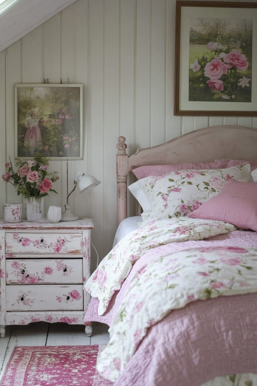 21. Classic English Garden (Pink And White Bedroom Ideas) - Pink And White Bedroom Ideas