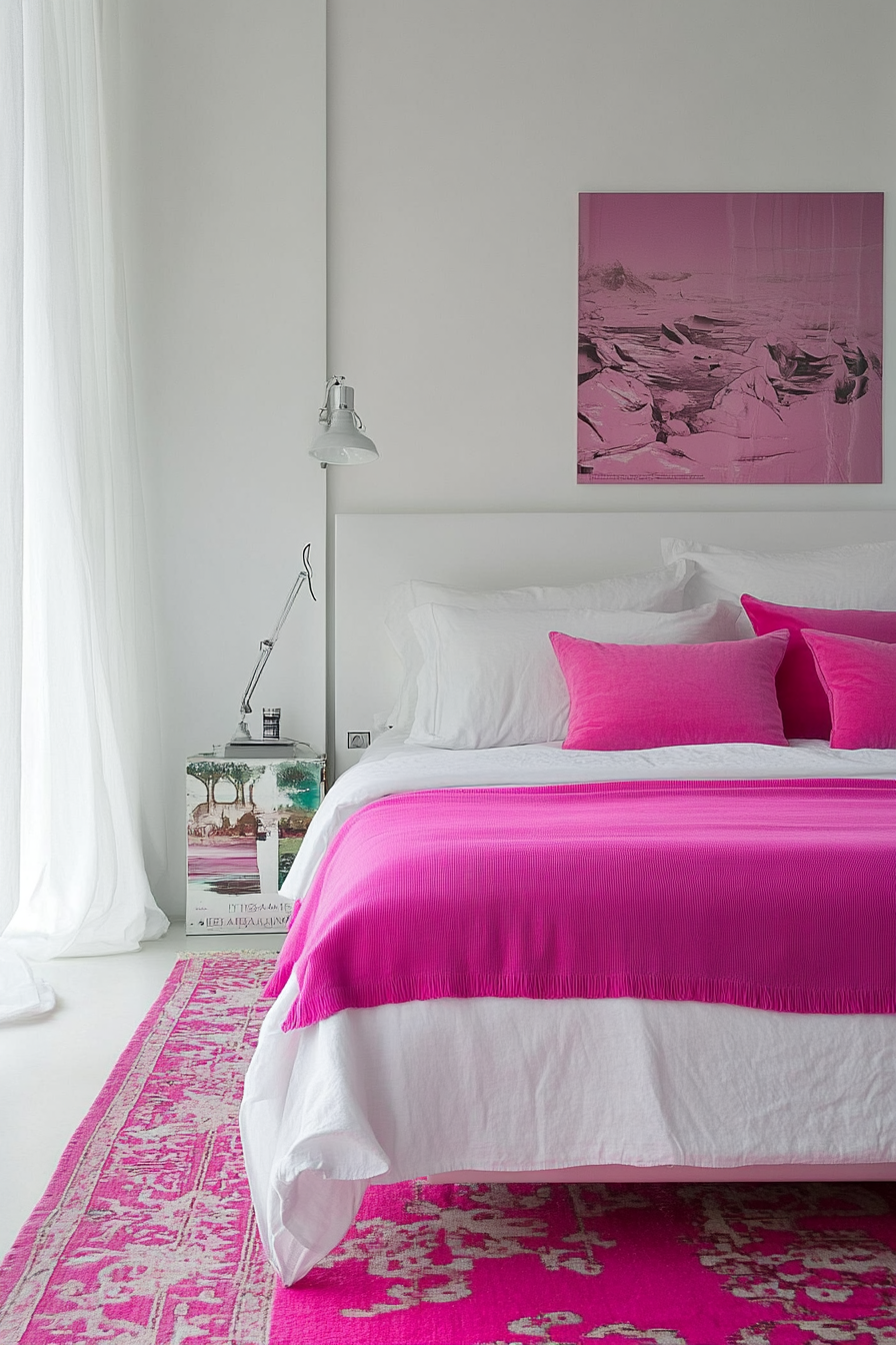 23. Fresh and Modern Youthful Retreat (Pink And White Bedroom Ideas) - Pink And White Bedroom Ideas