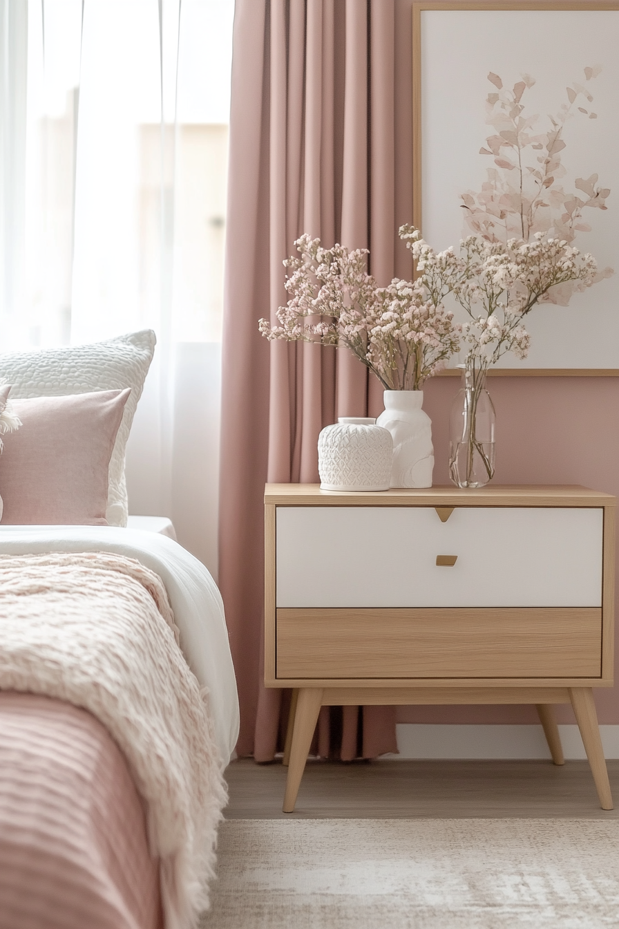 26. Mid-Century Modern Inspiration (Pink And White Bedroom Ideas) - Pink And White Bedroom Ideas