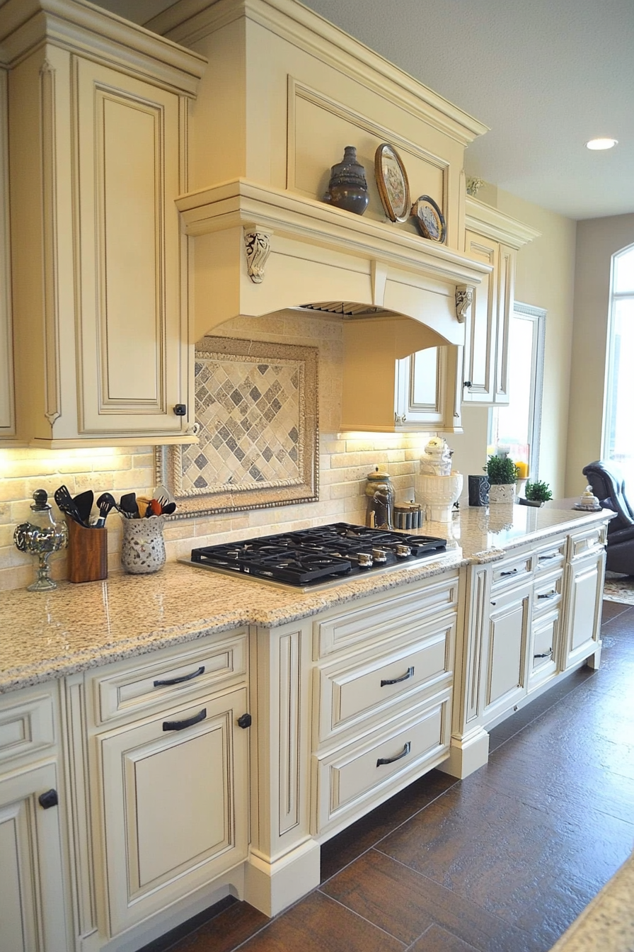 17. Beige with Bold Backsplash (Beige Kitchen Ideas) - Beige Kitchen Ideas