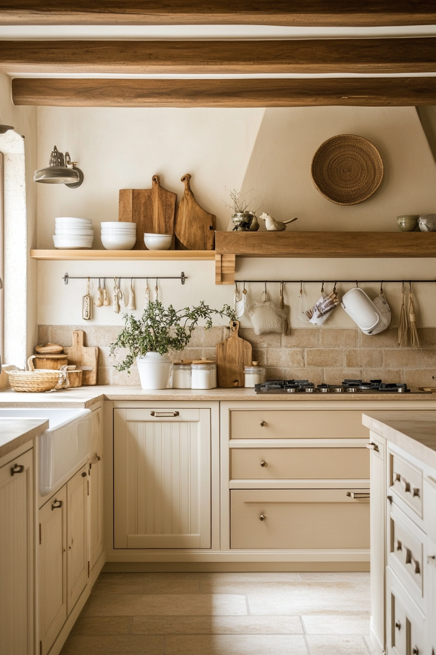 27. Beige & Warm Wood Tones (Beige Kitchen Ideas) - Beige Kitchen Ideas