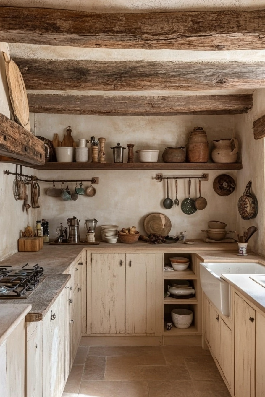 4. Rustic Beige Farmhouse (Beige Kitchen Ideas) - Beige Kitchen Ideas