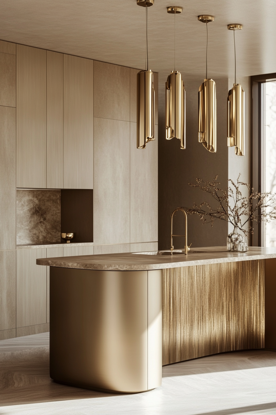 5. Elegant Beige and Gold (Beige Kitchen Ideas) - Beige Kitchen Ideas