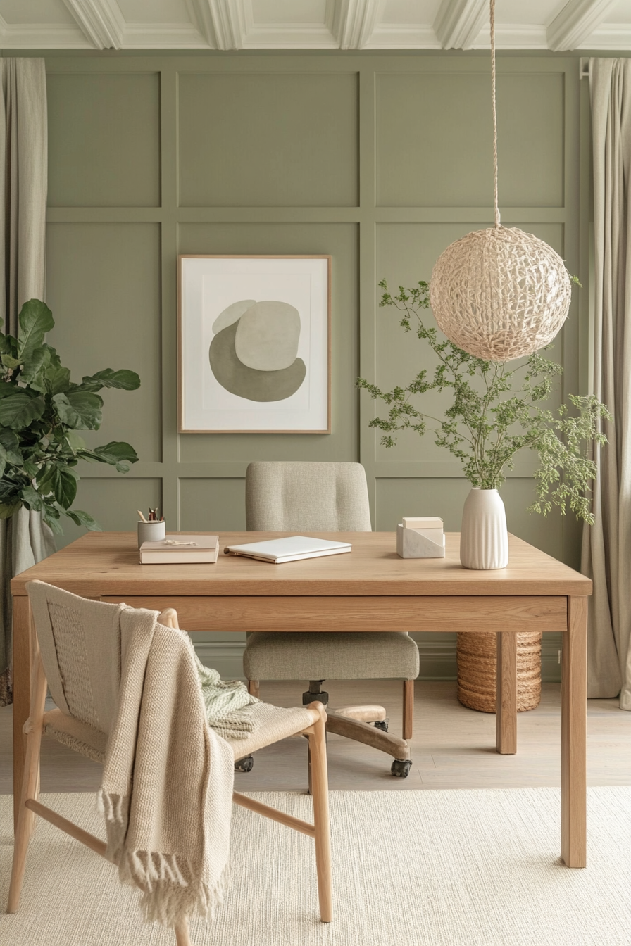 1. Soothing Sage Sanctuary (Earth Tones Office Ideas) - Earth Tones Office Ideas
