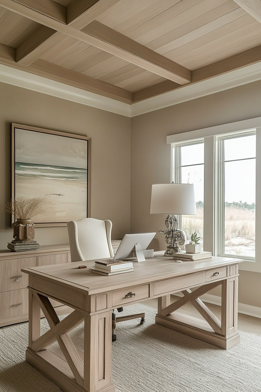 16. Sandy Shores Office (Earth Tones Office Ideas) - Earth Tones Office Ideas