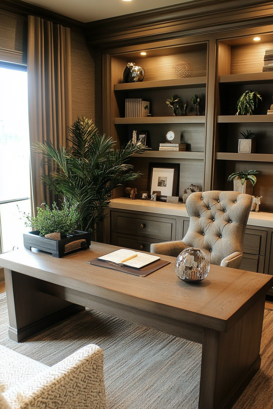 25. Oatmeal Calm Study (Earth Tones Office Ideas) - Earth Tones Office Ideas