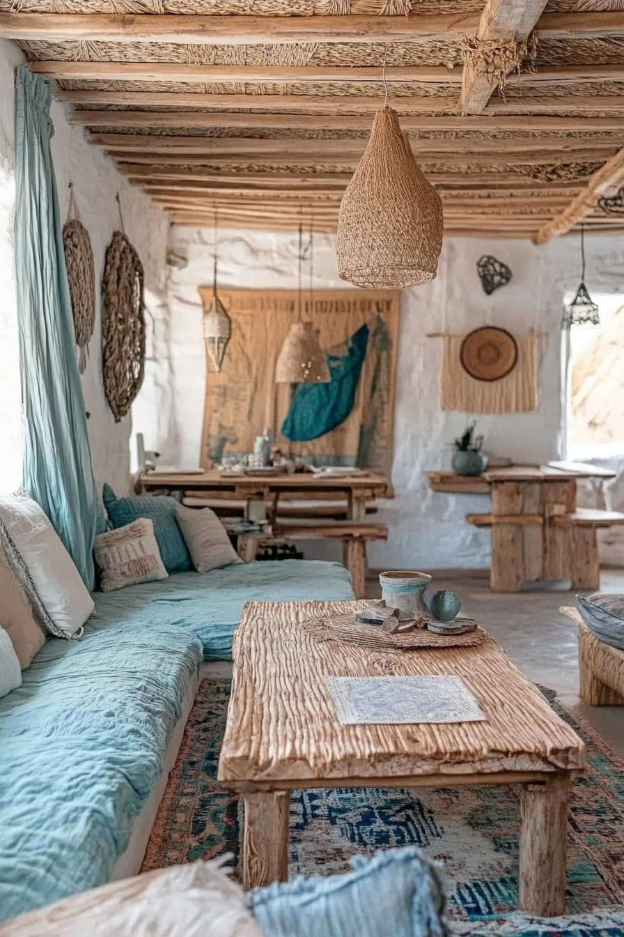 2. Bohemian Coastal Vibes (Boho Living Room Ideas) - Boho Living Room Ideas