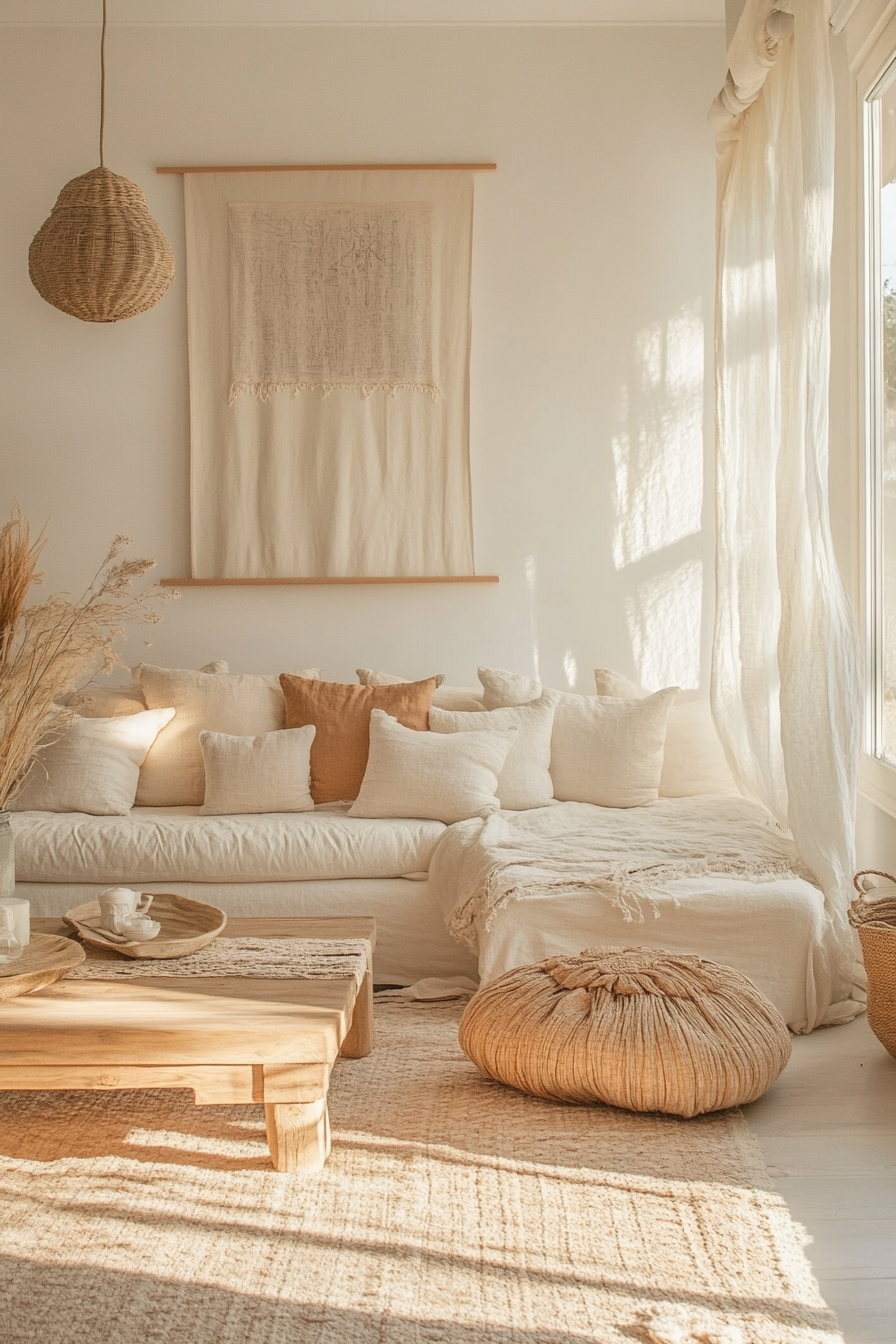 18. Peachy Perfection (Boho Living Room Ideas) - Boho Living Room Ideas