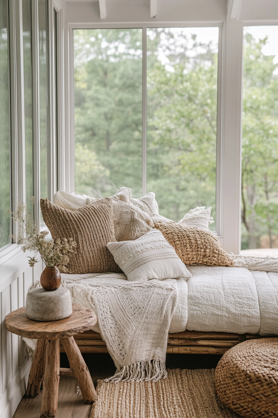 24. Boho Chic Lounge (Sunroom Bedroom Ideas) - Sunroom Bedroom Ideas