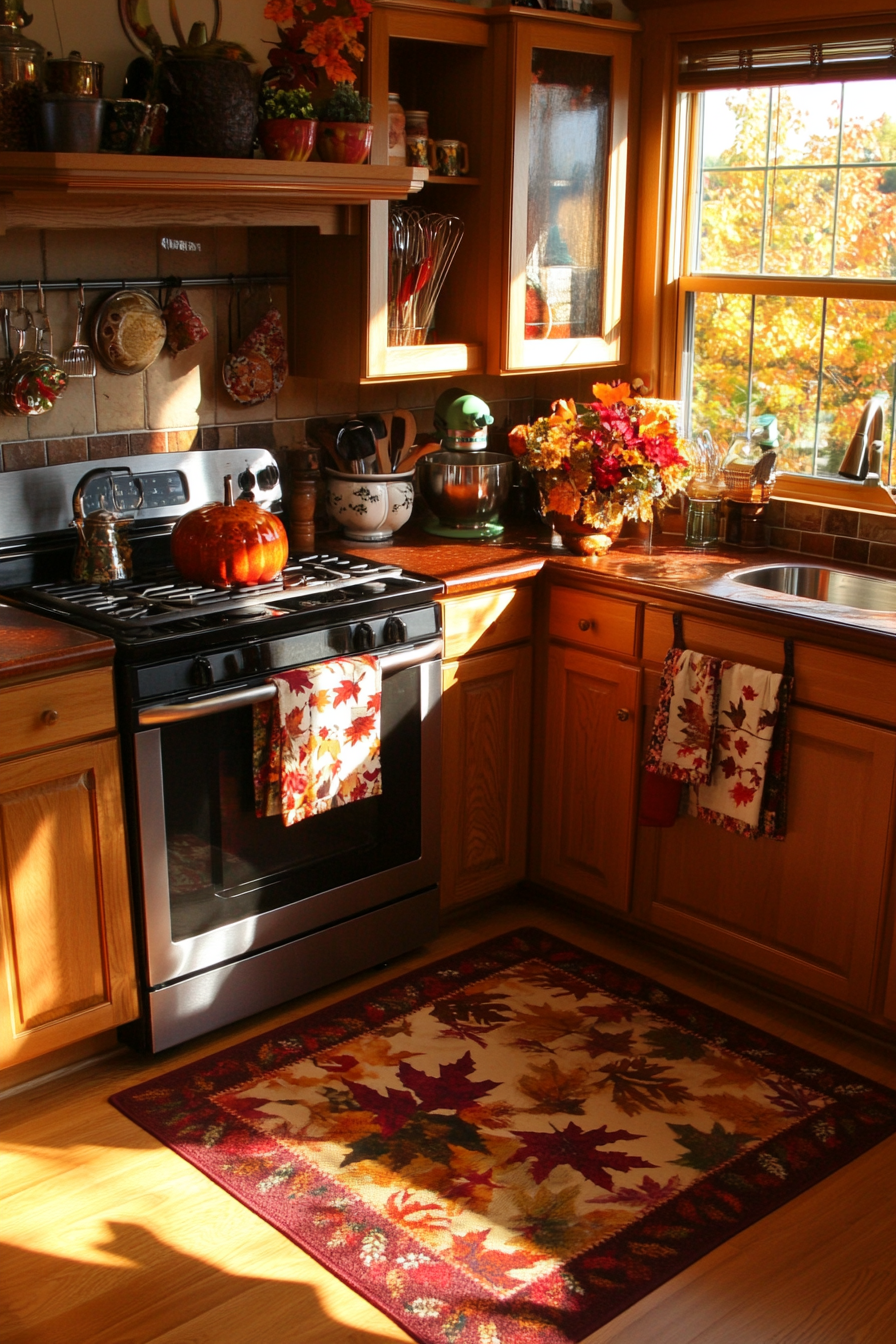 3. Maple Leaves and Amber Glow (Fall Kitchen Decor Ideas) - Fall Kitchen Decor Ideas