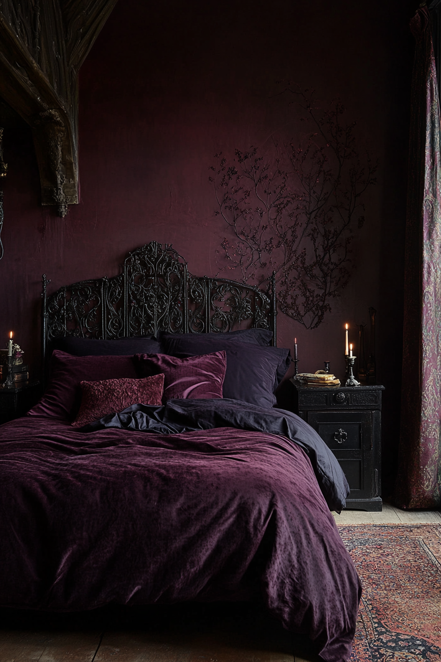 7. Gothic Elegance (Moody Bedroom Ideas) - Moody Bedroom Ideas